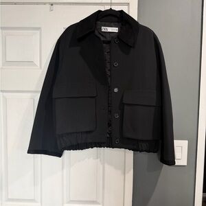 Zara Charcoal Button-Up Jacket